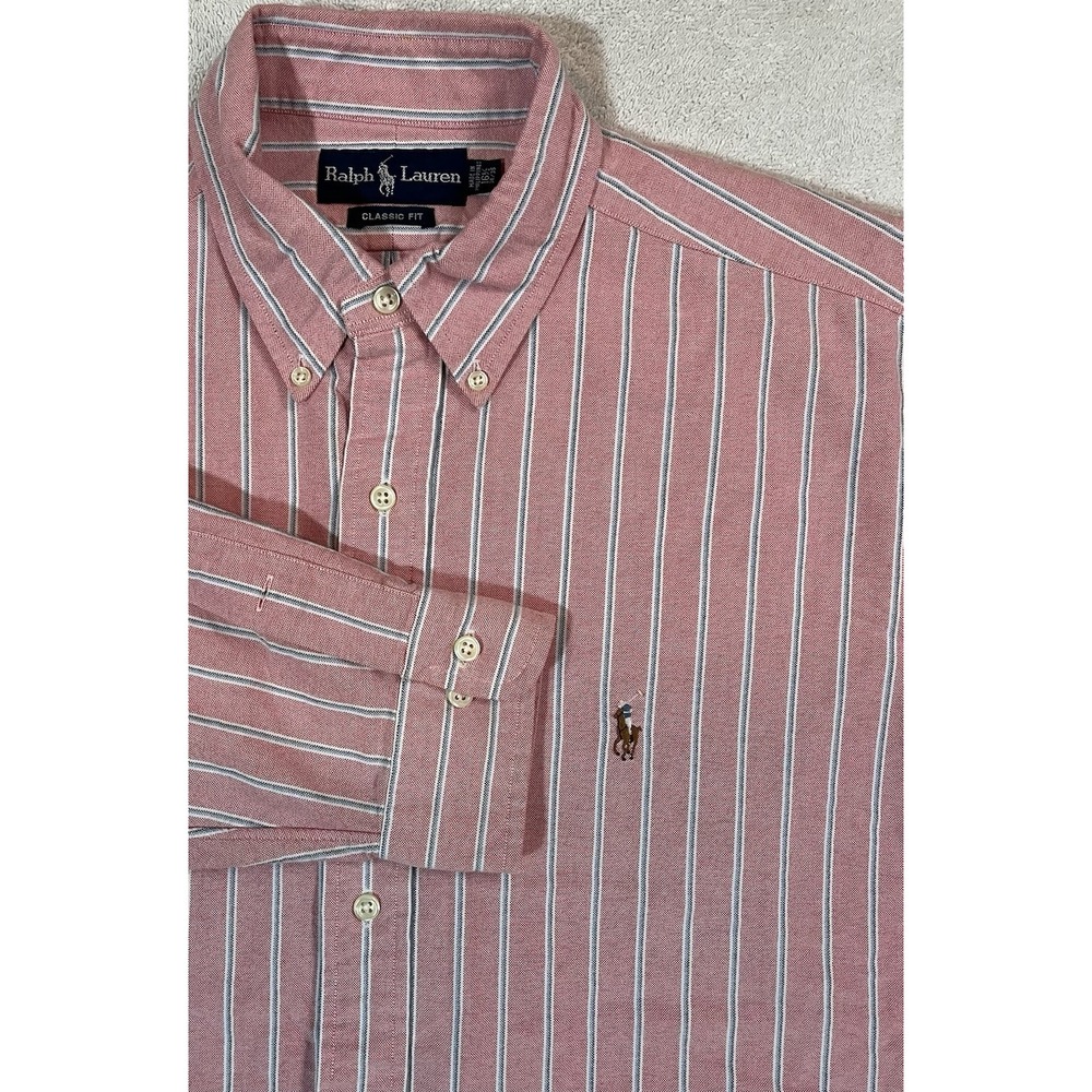 POLO RALPH LAUREN Classic Fit 16 1/2 34/35 (Large) Oxford Long‎ Sleeve Pink Pony